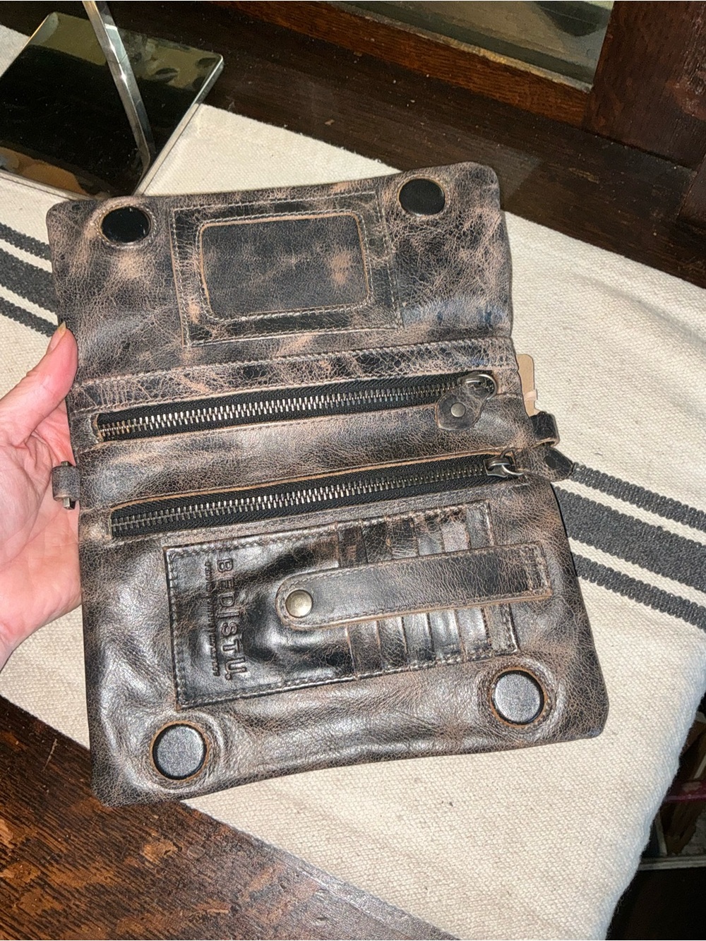 NWT Bed Stu Leather Cadence Wallet Wristlet Crossbody Bag Black Lux MSRP $179 - Picture 11 of 15